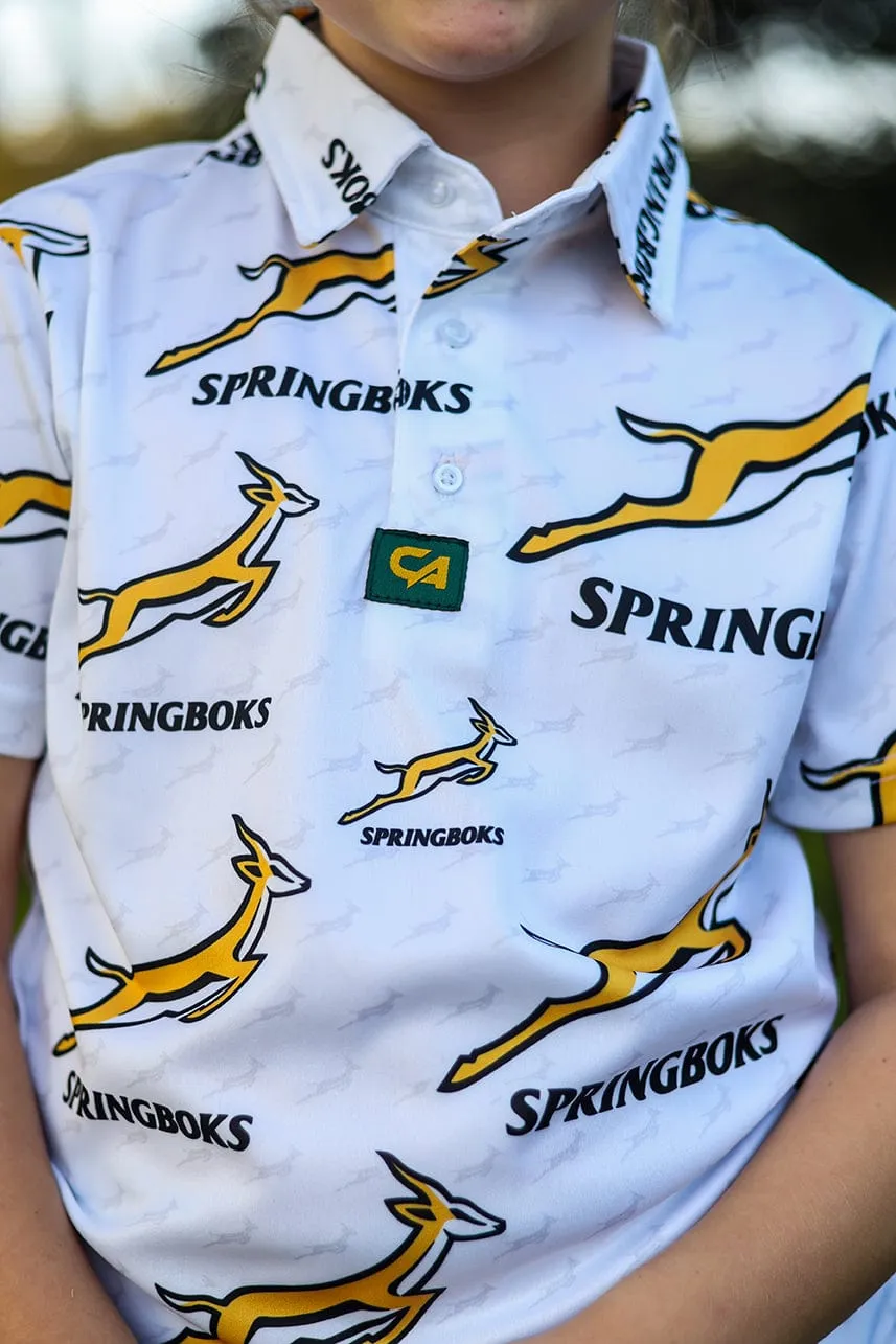 CA JNR Unisex Springbok Golf Shirt | White Bokke