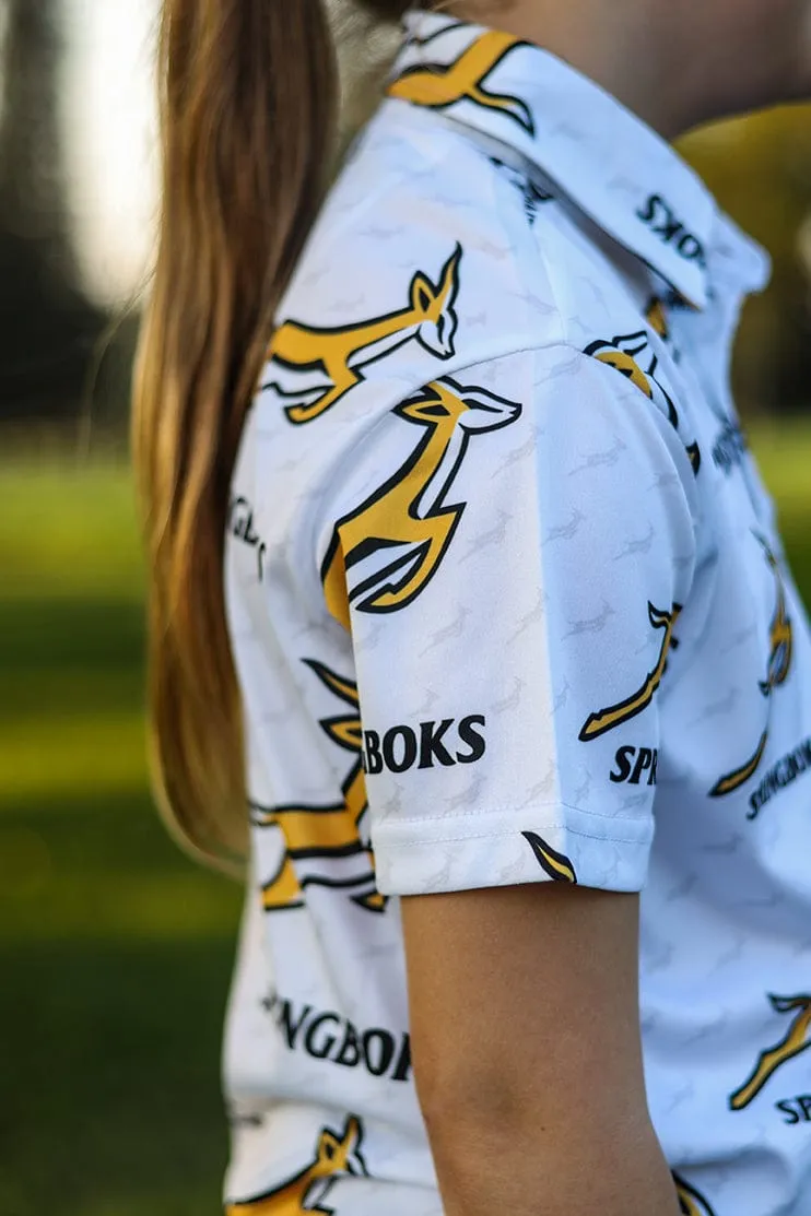 CA JNR Unisex Springbok Golf Shirt | White Bokke