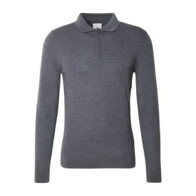 Calvin Klein Merino Wool Grey Polo Sweater