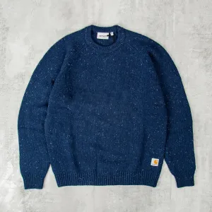 Carhartt WIP Anglistic Sweater - Speckled Air Force Blue