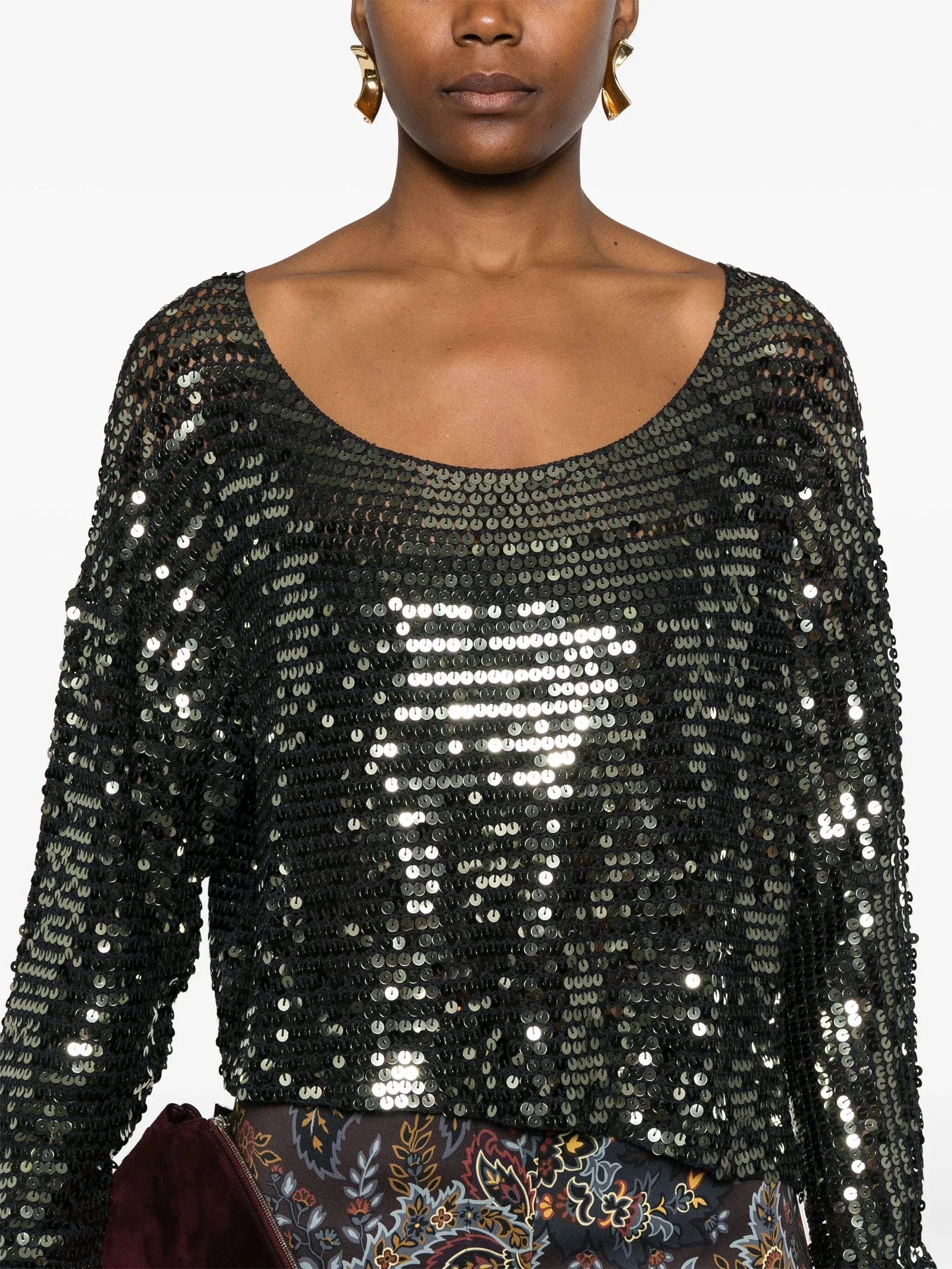 Casper Anthracite Sequin Mesh Sweater