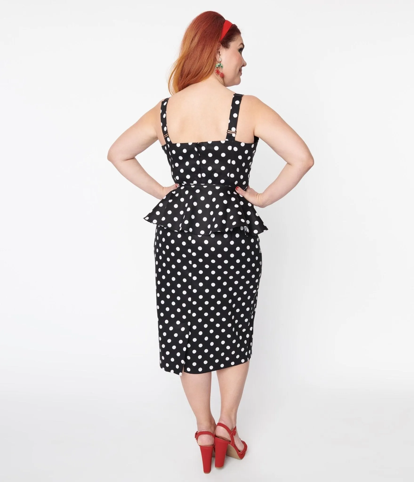 Collectif Black & White Polka Dot Lilla Pencil Dress