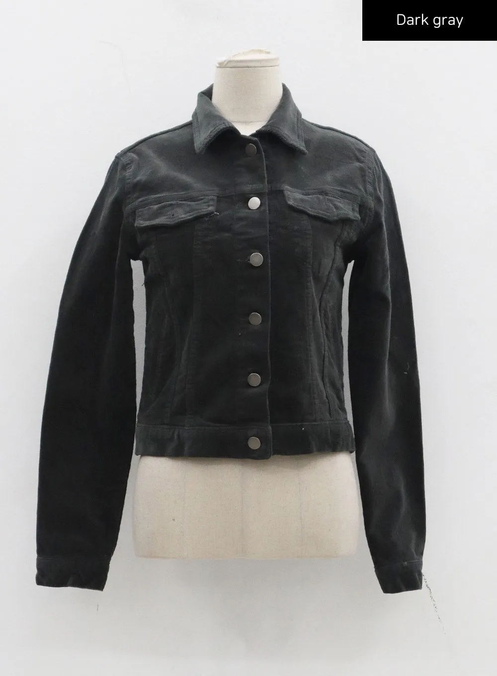 Cotton Blend Button Cropped Jacket CJ303