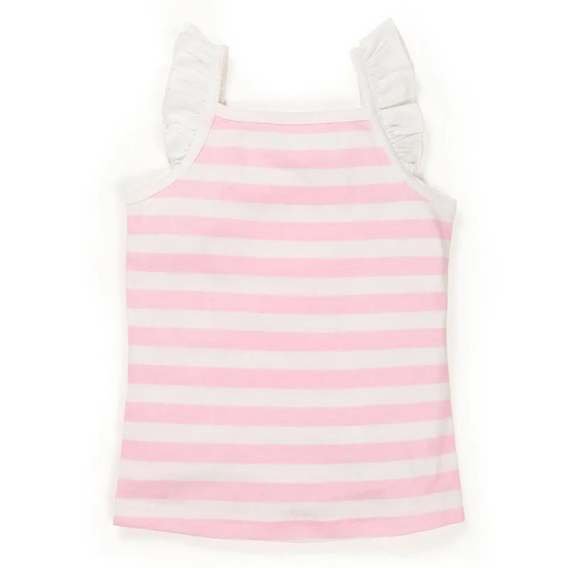 Cotton Camisole Top & Shorts Sets For Kids | Sea Life Printed | Pink & White