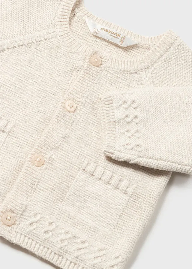 Cotton Knit Cardigan, Oatmeal, 2301