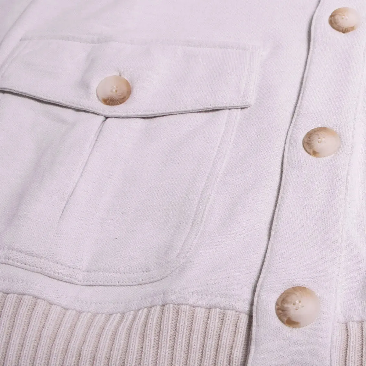 Cream Cotton Bomber Sweater