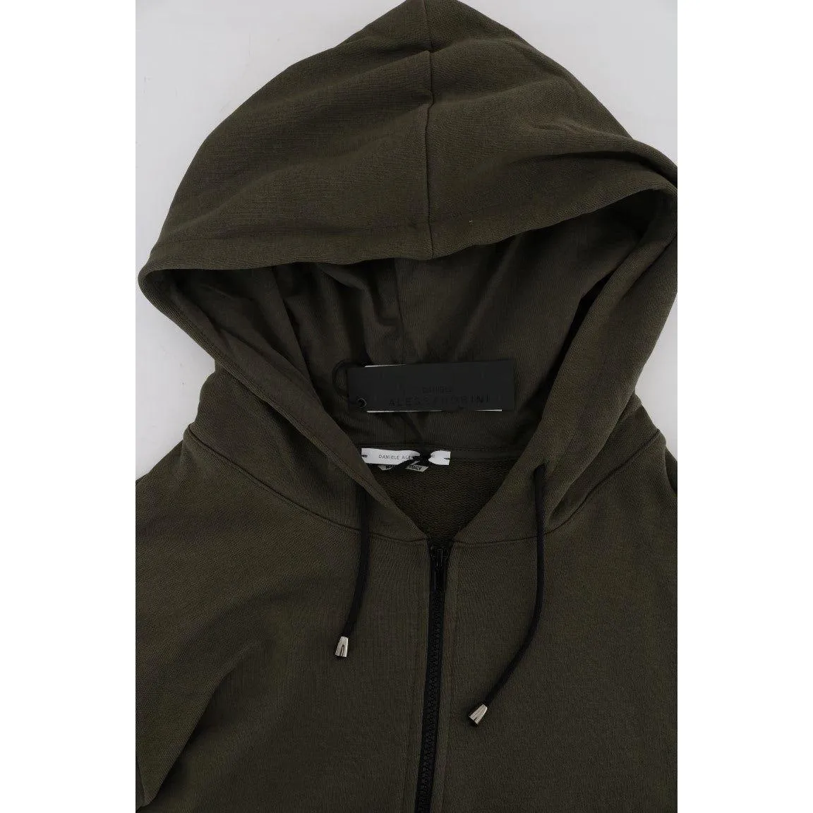 Daniele Alessandrini Elegant Green Full Zip Hooded Sweater