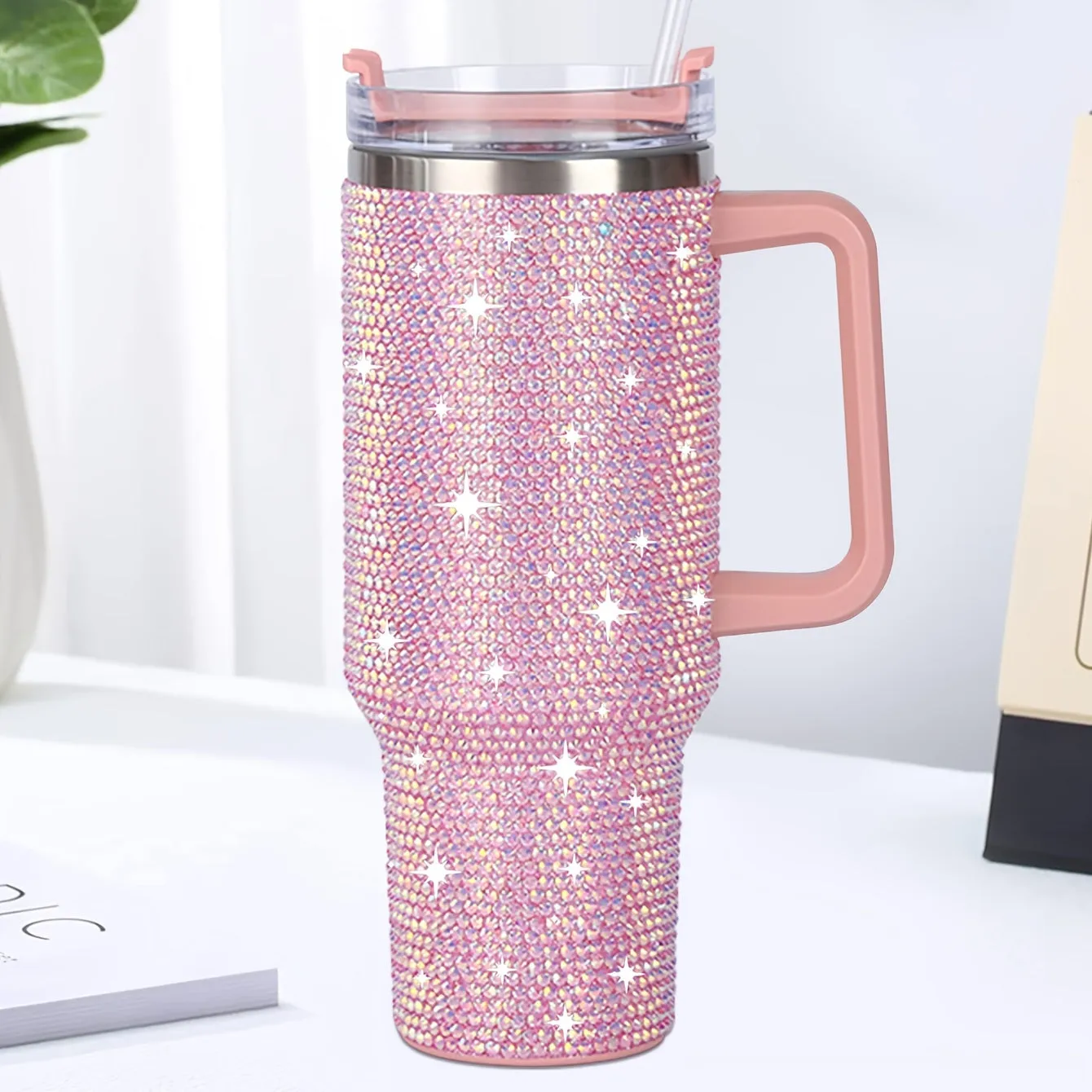 Dazzling Brilliance: Stainless Steel Rhinestone Tumbler 40 Oz