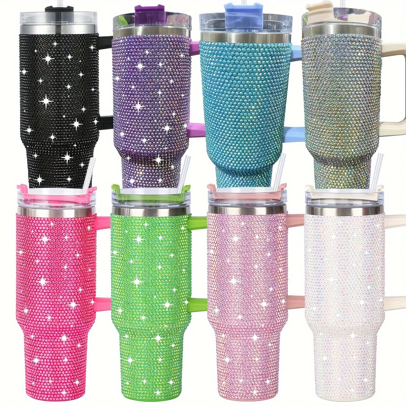 Dazzling Brilliance: Stainless Steel Rhinestone Tumbler 40 Oz