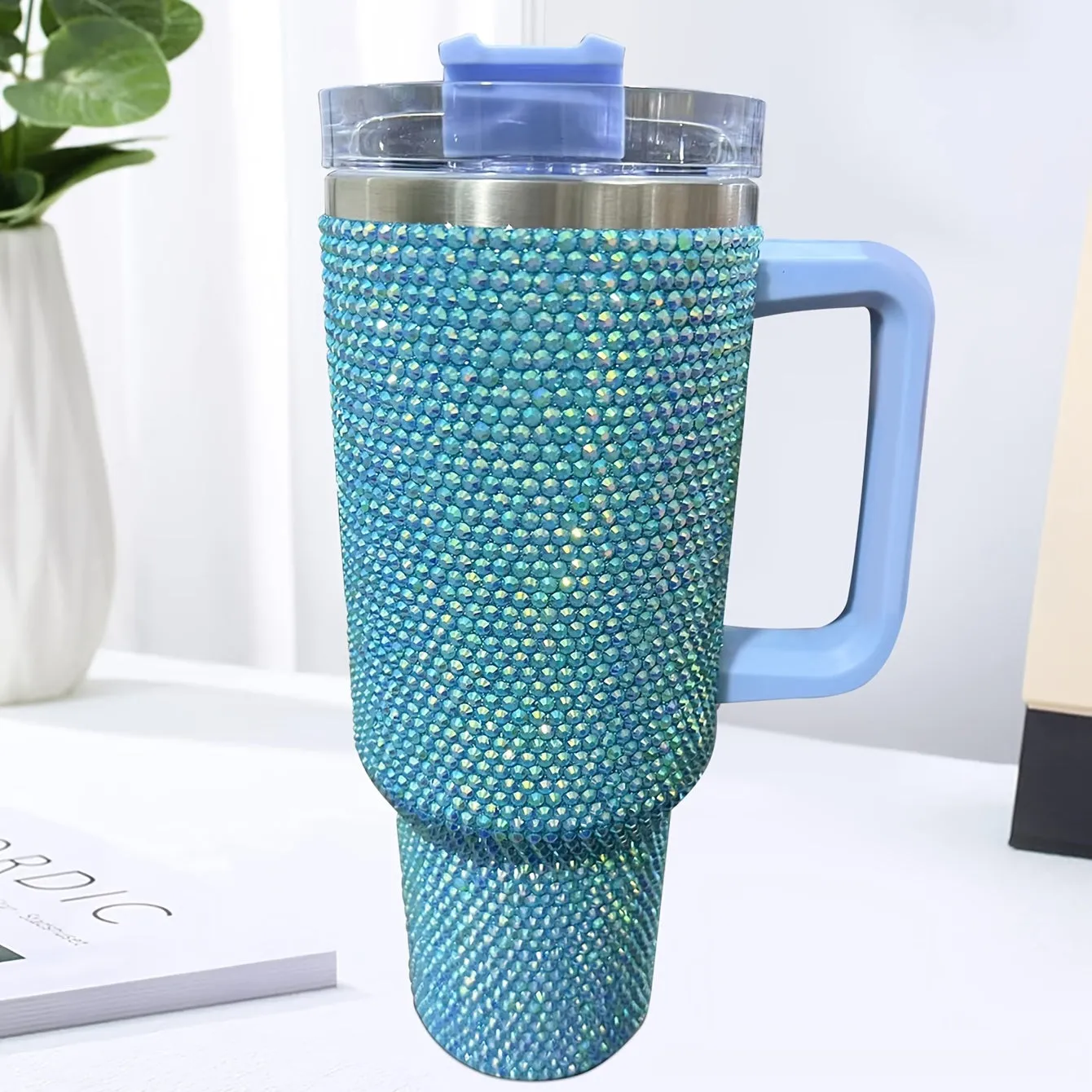 Dazzling Brilliance: Stainless Steel Rhinestone Tumbler 40 Oz