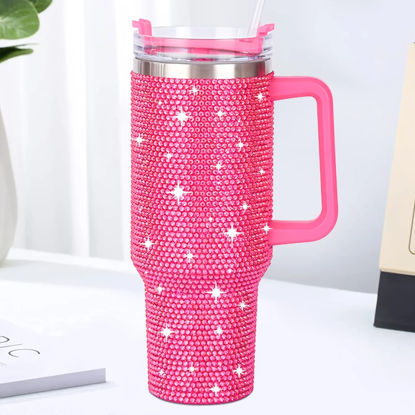 Dazzling Brilliance: Stainless Steel Rhinestone Tumbler 40 Oz