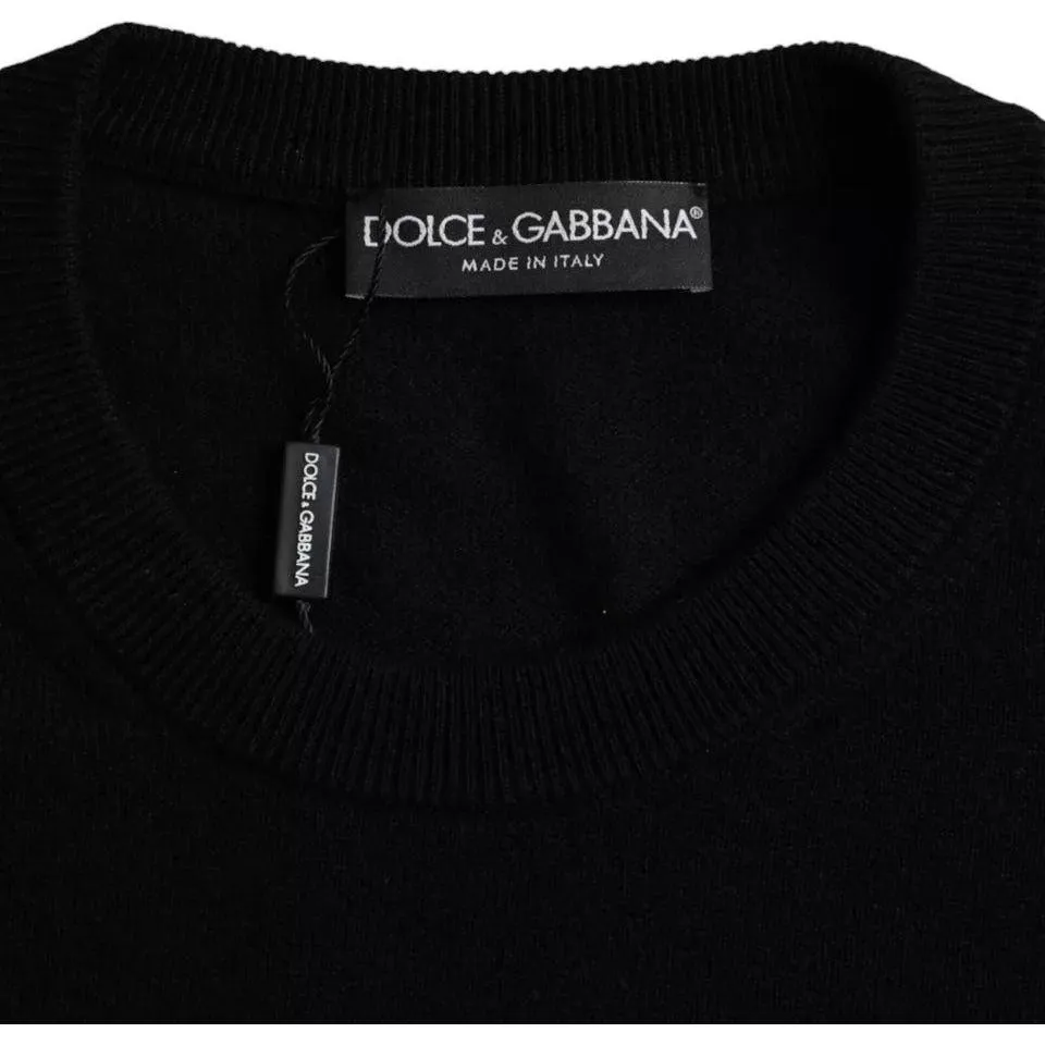 Dolce & Gabbana Black Cashmere Crew Neck Pullover Sweater