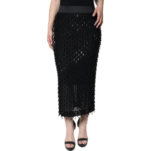 Dolce & Gabbana Black Embellished Pencil Cut Midi Skirt