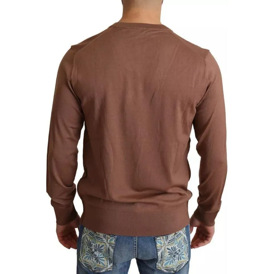 Dolce & Gabbana Brown Silk Cashmere Pullover Sweater