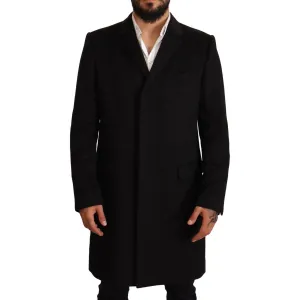 Dolce & Gabbana Elegant Gray Long Overcoat in Pure Cashmere