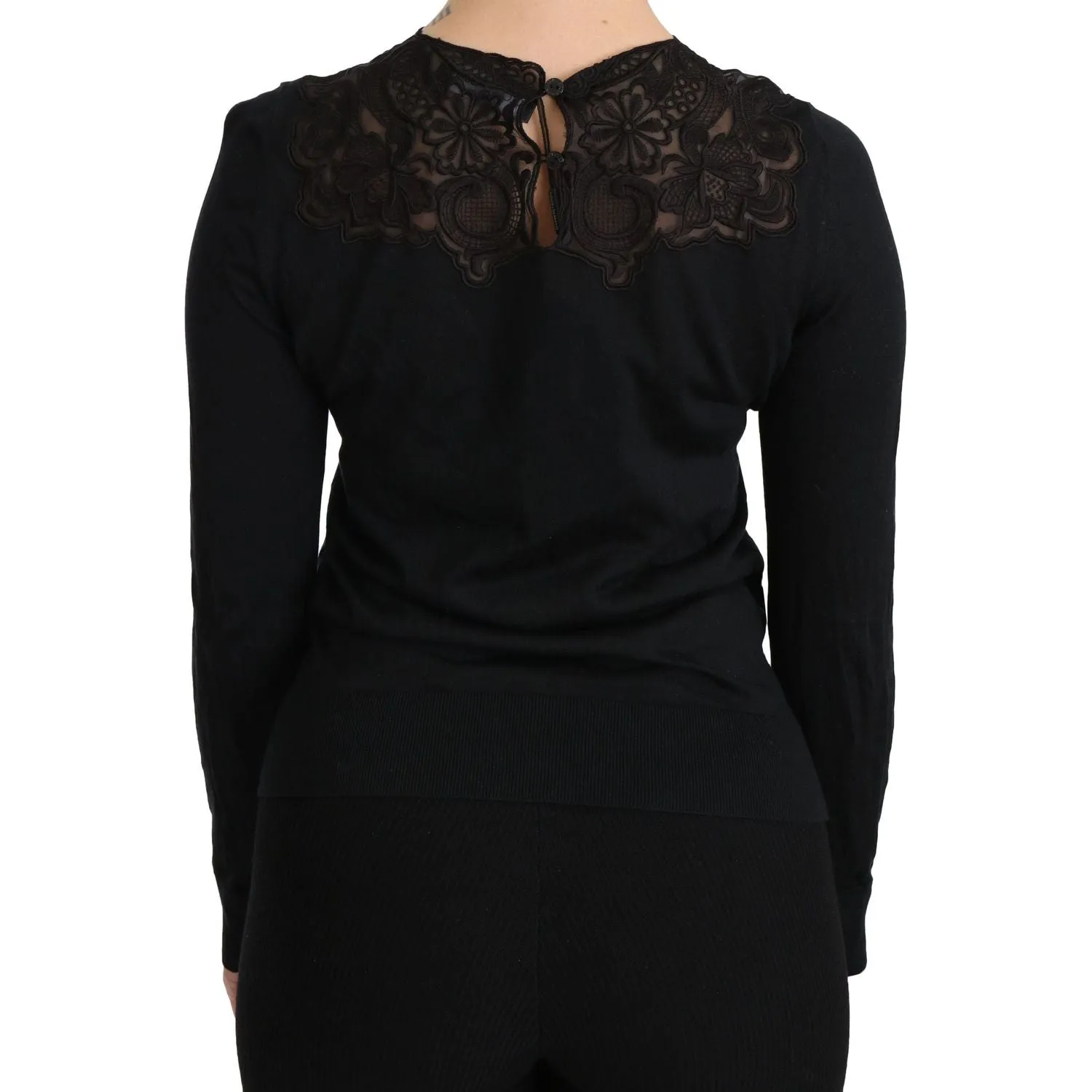 Dolce & Gabbana Elegant Silk-Blend Black Lace Blouse