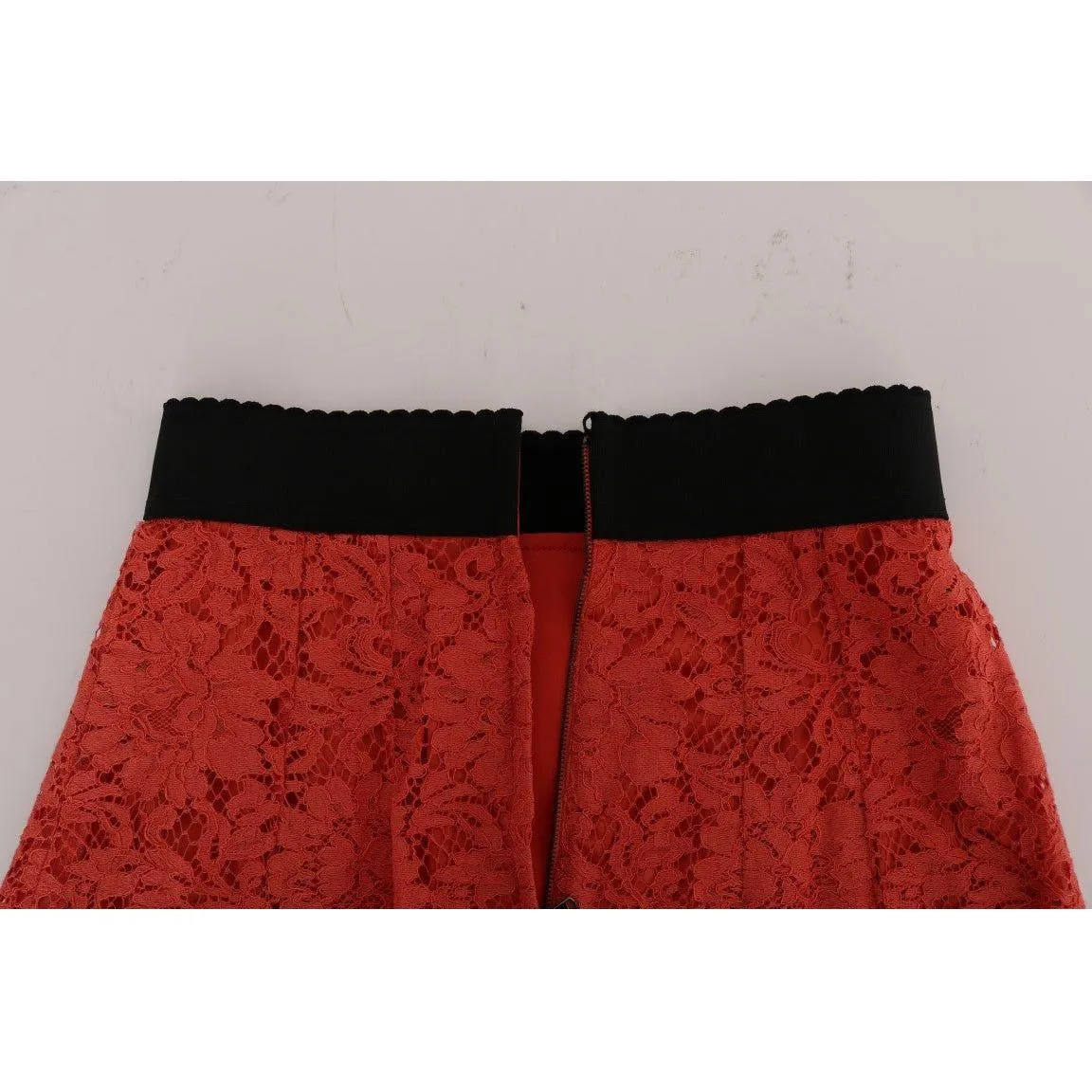 Dolce & Gabbana Orange Macramé Lace Pencil Skirt