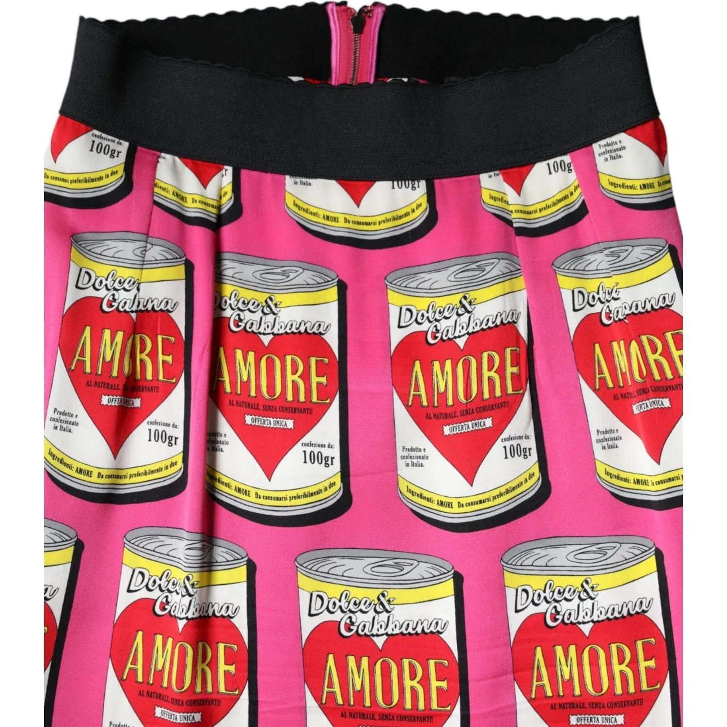 Dolce & Gabbana Pink AMORE Silk High Waist Pencil Cut Skirt