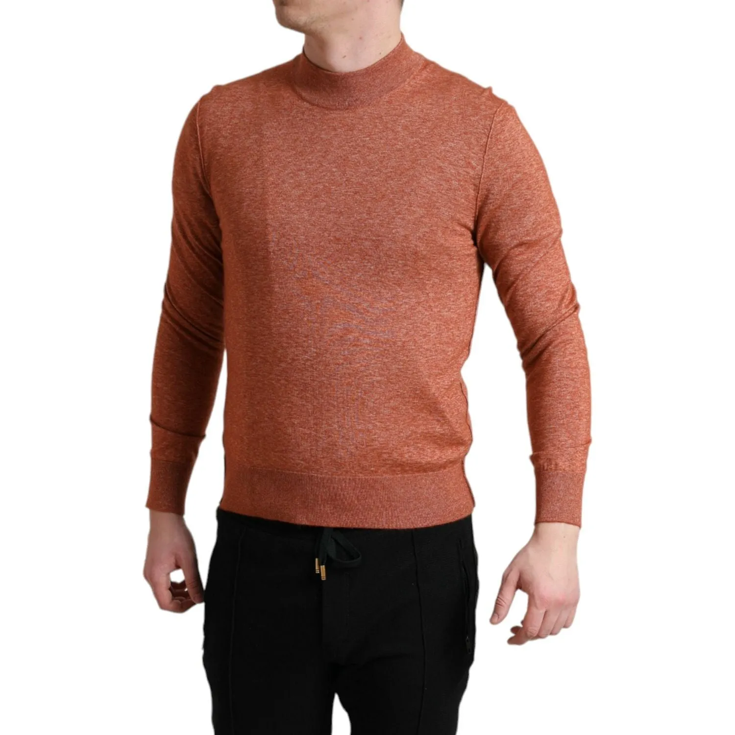 Dolce & Gabbana Silk-Cashmere Orange Crew Neck Sweater