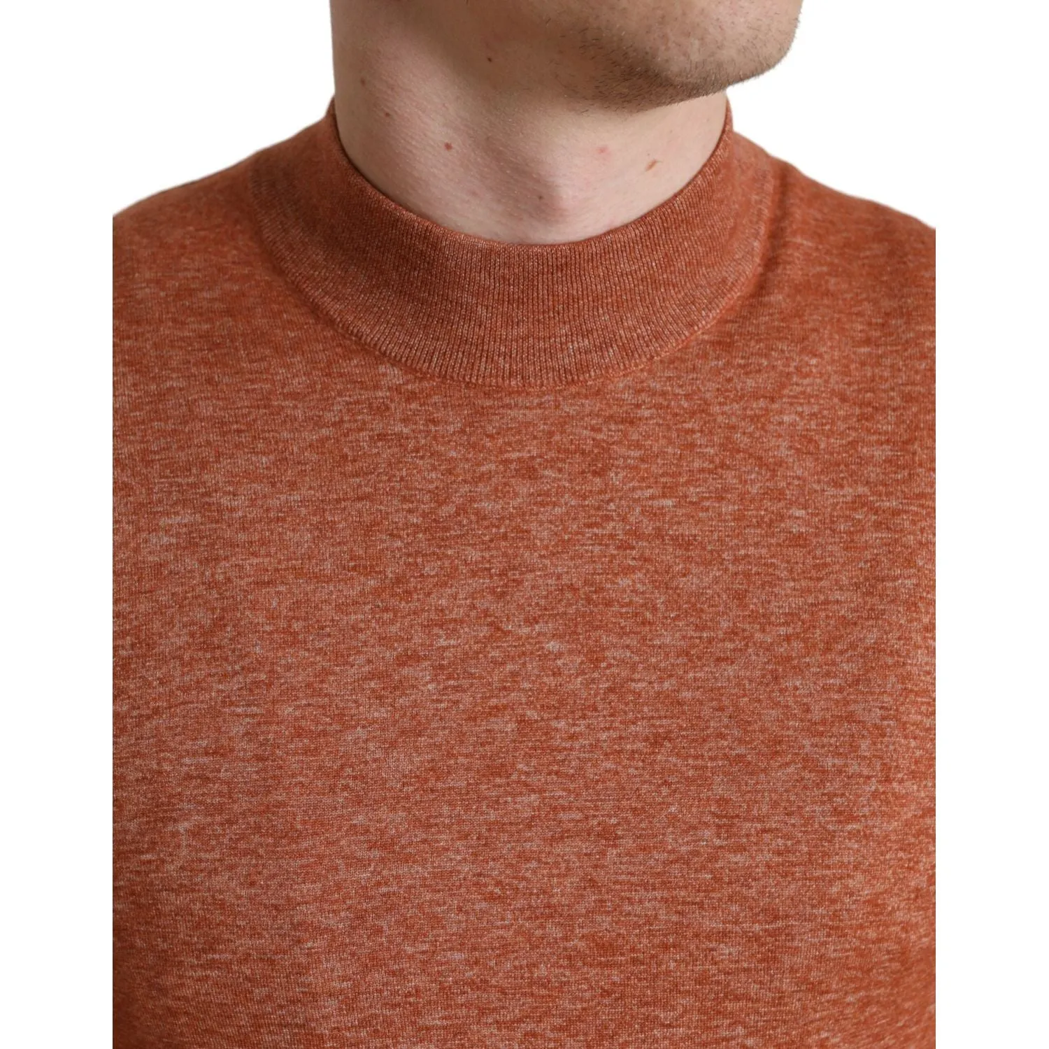 Dolce & Gabbana Silk-Cashmere Orange Crew Neck Sweater