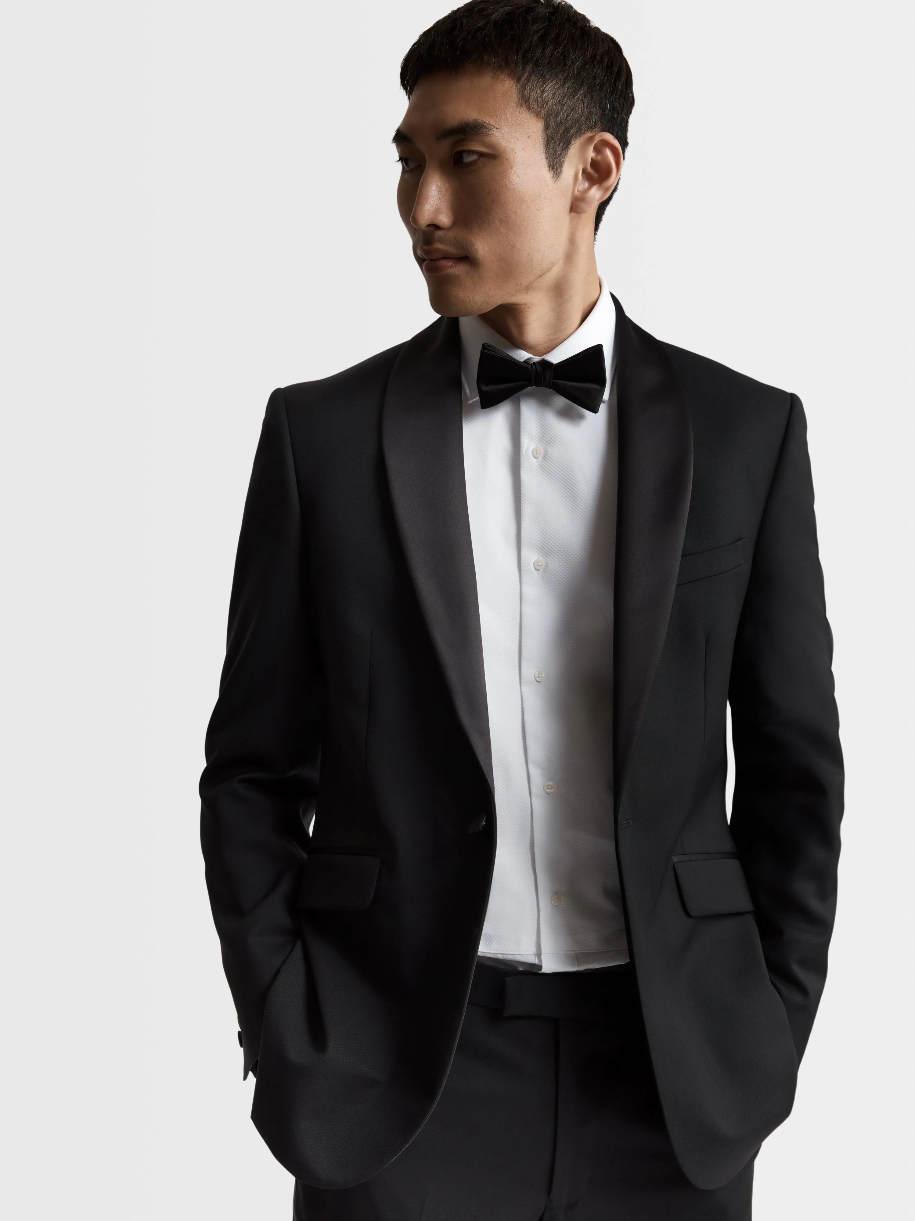 Draper Italian Luxury Slim Black Textured Dinner Jacket