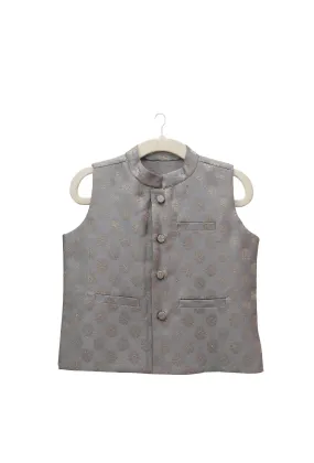 Dusty Grey Brocade Nehru Jacket