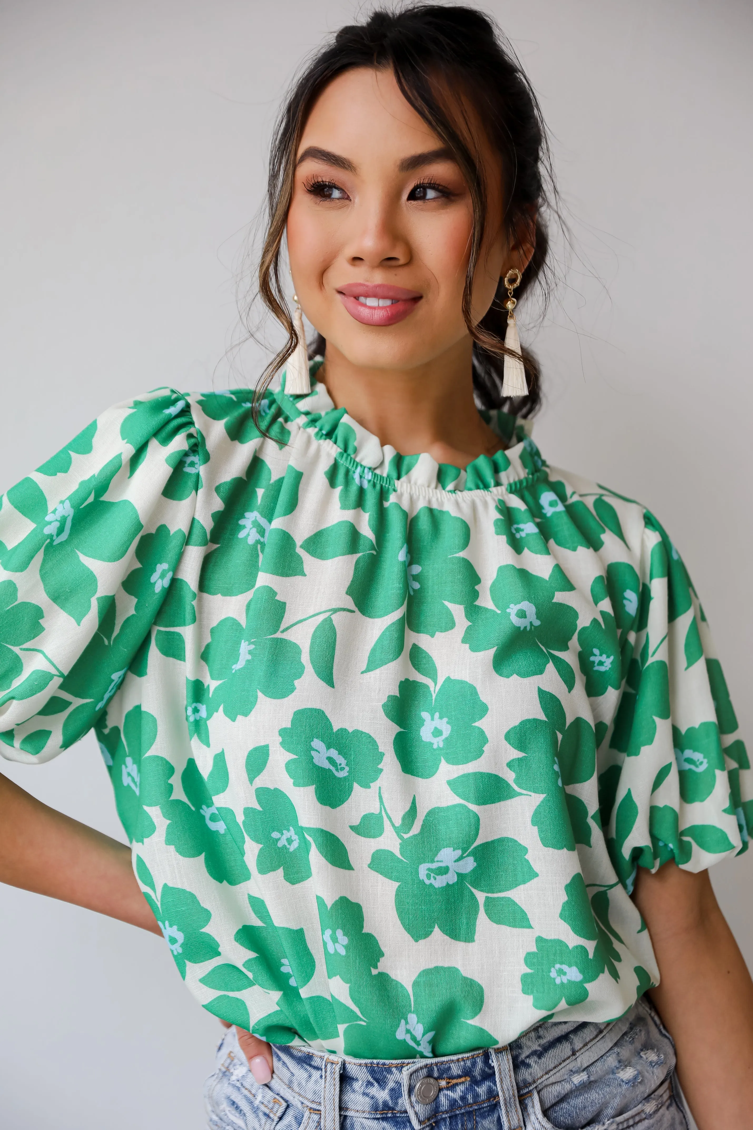 Embrace The Aesthetic Green Floral Blouse