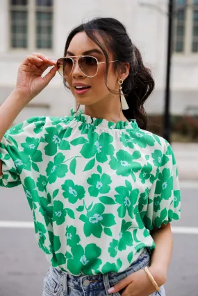 Embrace The Aesthetic Green Floral Blouse