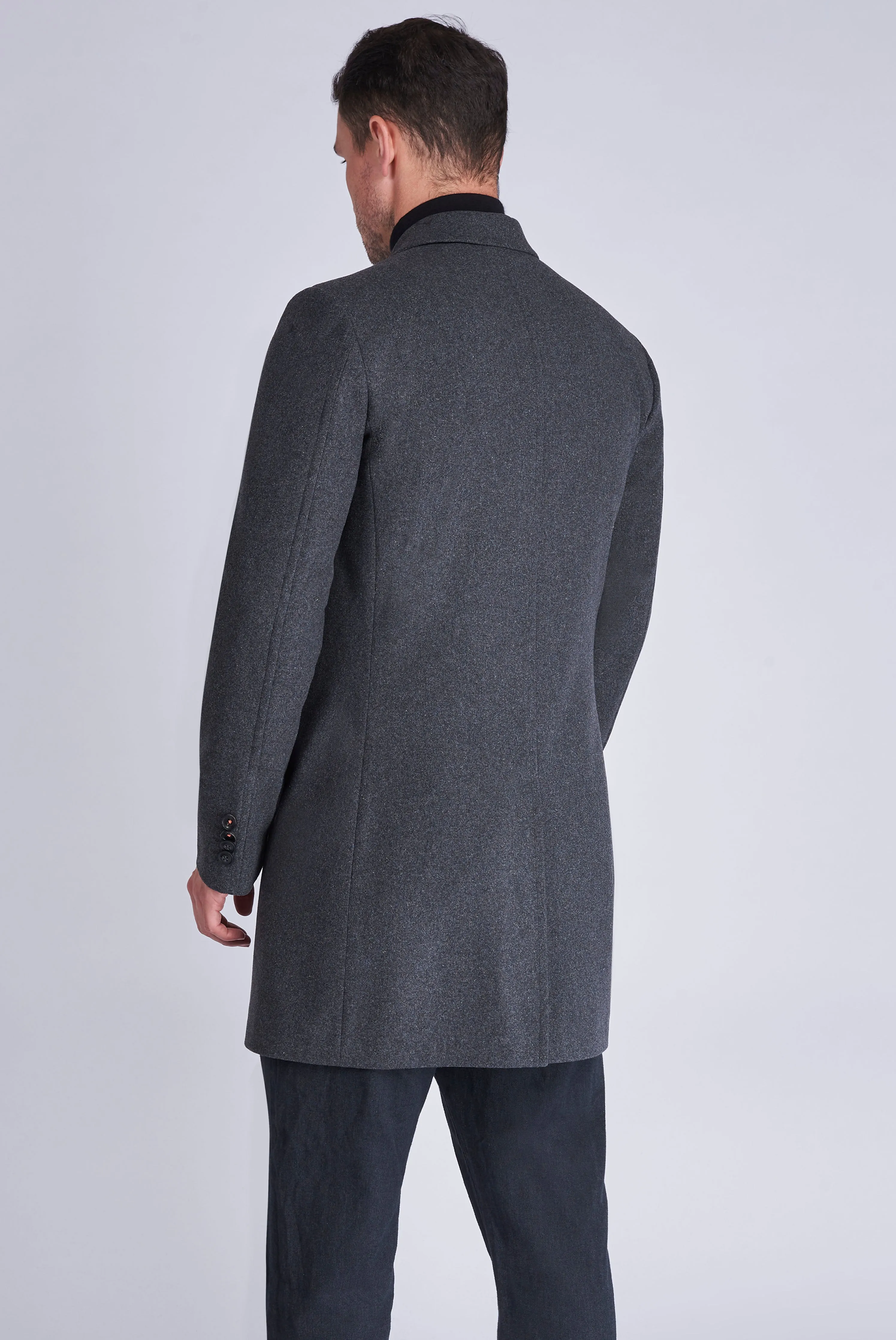 EVERETT Single Breasted Grey Wool Coat