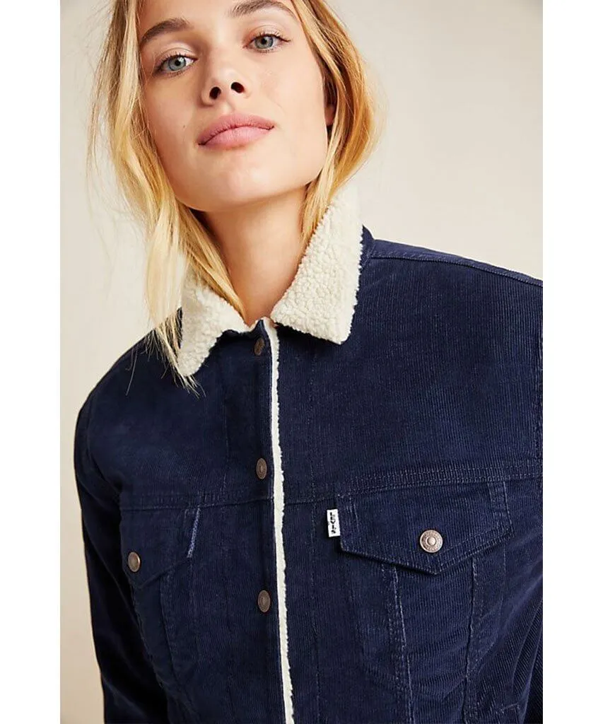 Ex-Boyfriend Sherpa Trucker Jacket Navy Cord