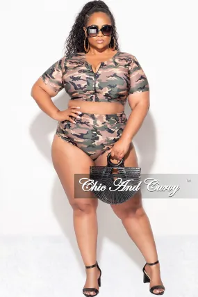 Exclusive Chic And Curvy - Final Sale Plus Size 2pc Swimwear in Camouflage Print