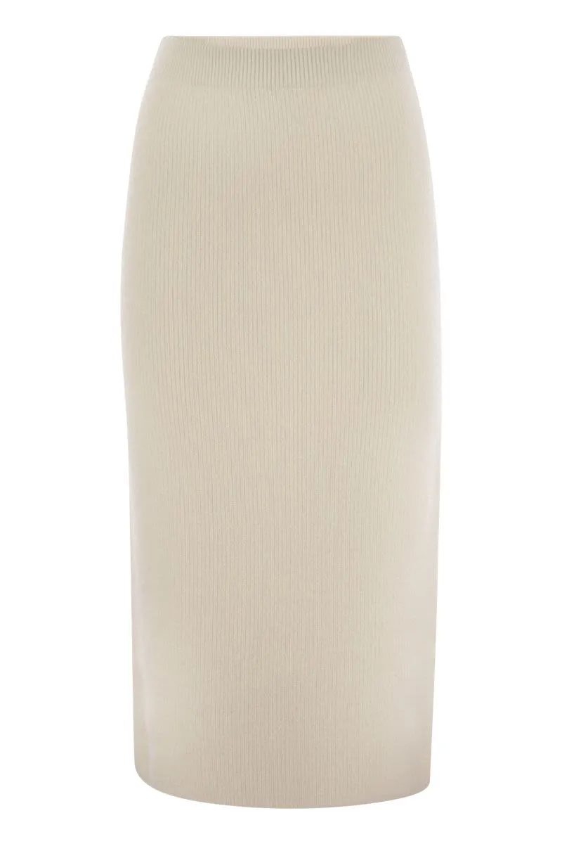 FABIANA FILIPPI Elegant High-Waisted Ribbed Pencil Skirt