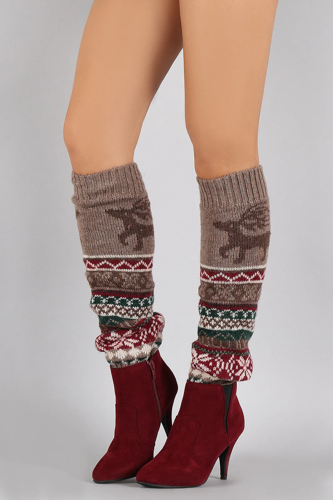 Fair Isle Knit Leg Warmers