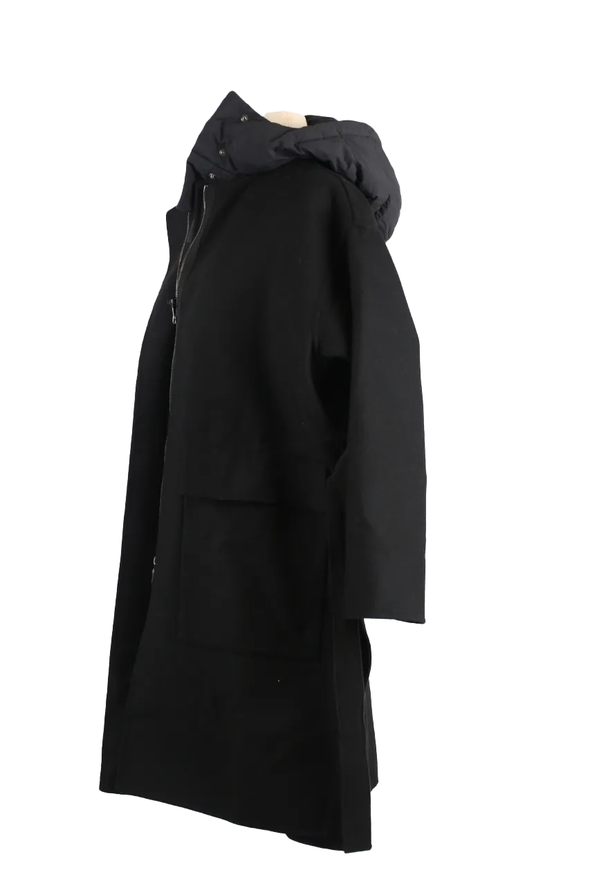 Fleole Wool Dress Wrap Coat w/ Down Bib