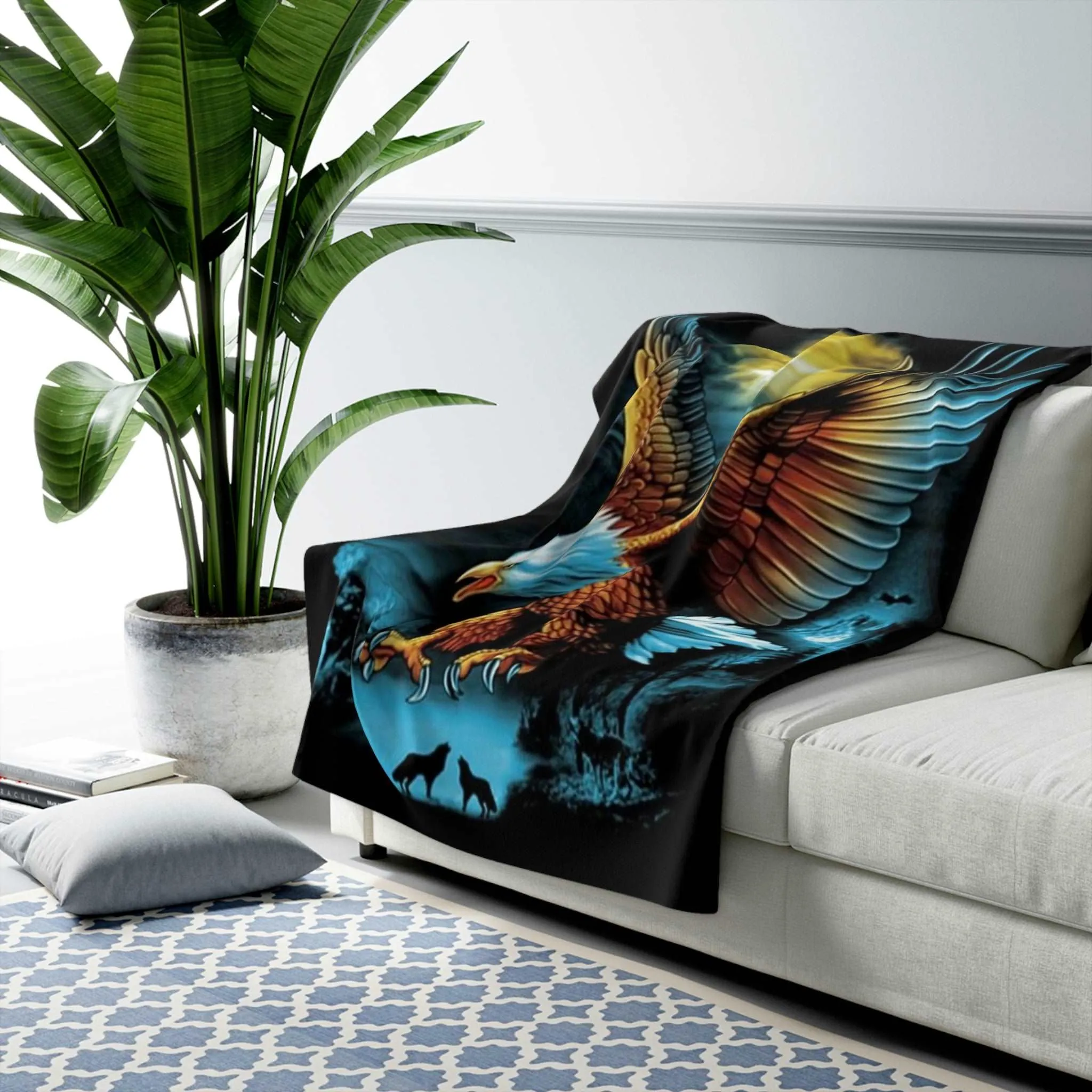 Flying Eagle Sherpa Fleece Blanket