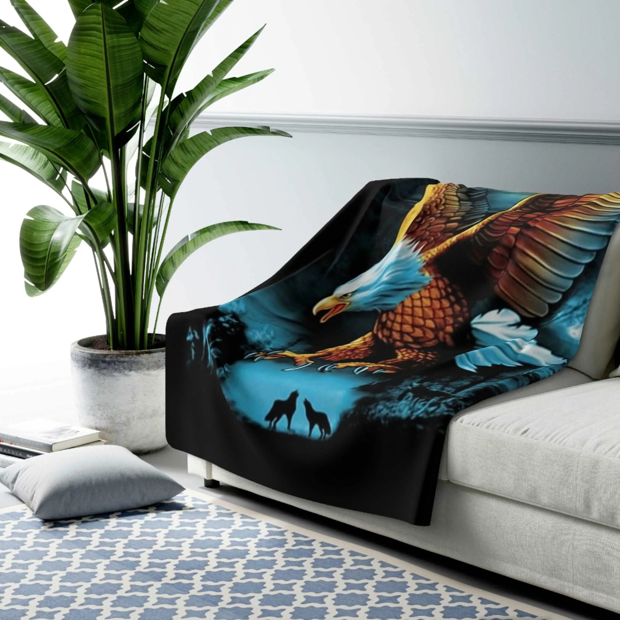 Flying Eagle Sherpa Fleece Blanket