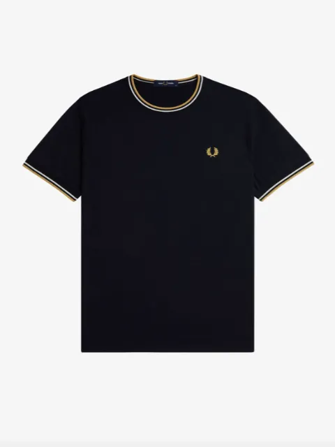 Fred Perry Twin Tipped T-Shirt/Navy/Ecru/Honeycomb - New AW24