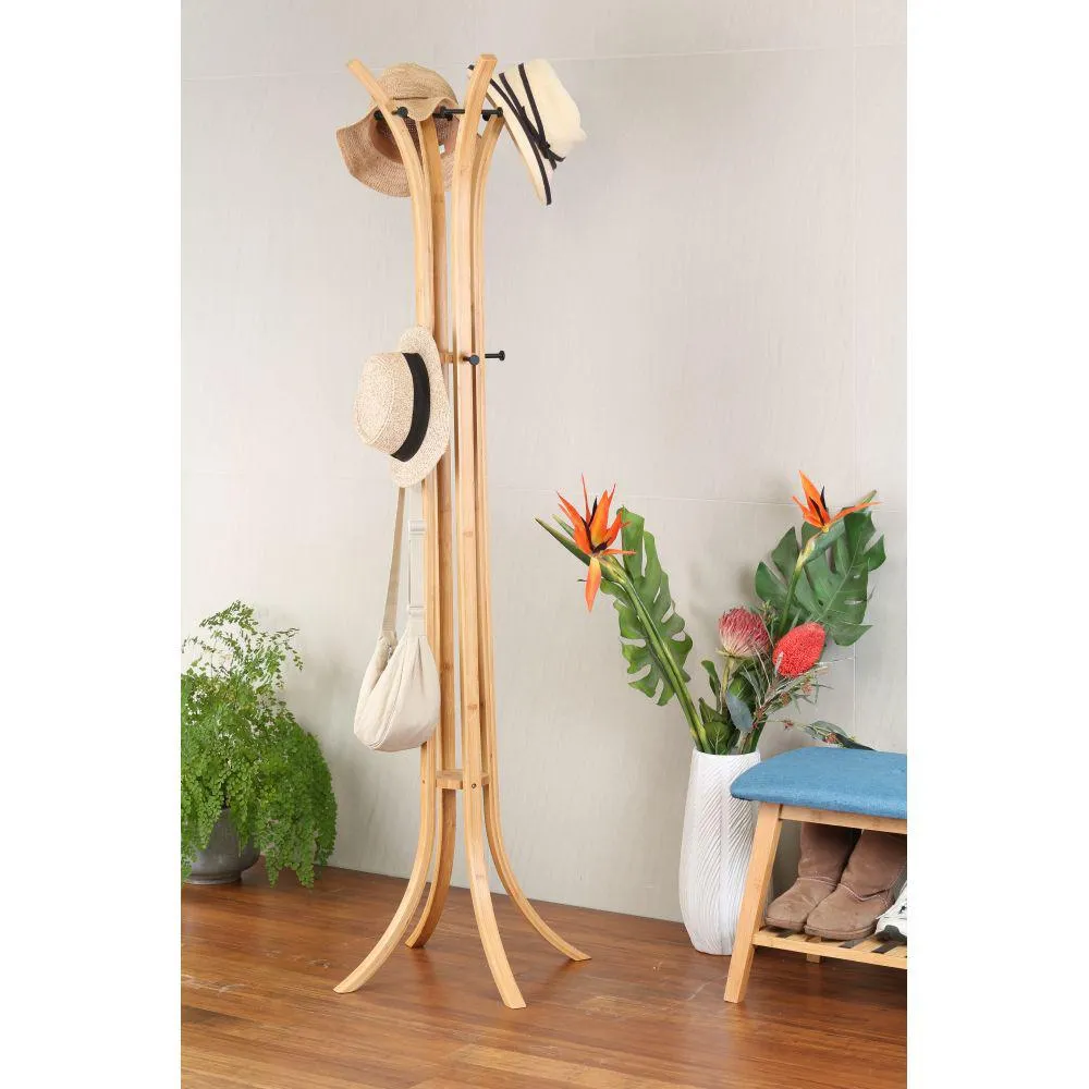 Freestanding Bamboo Coat & Hat Rack