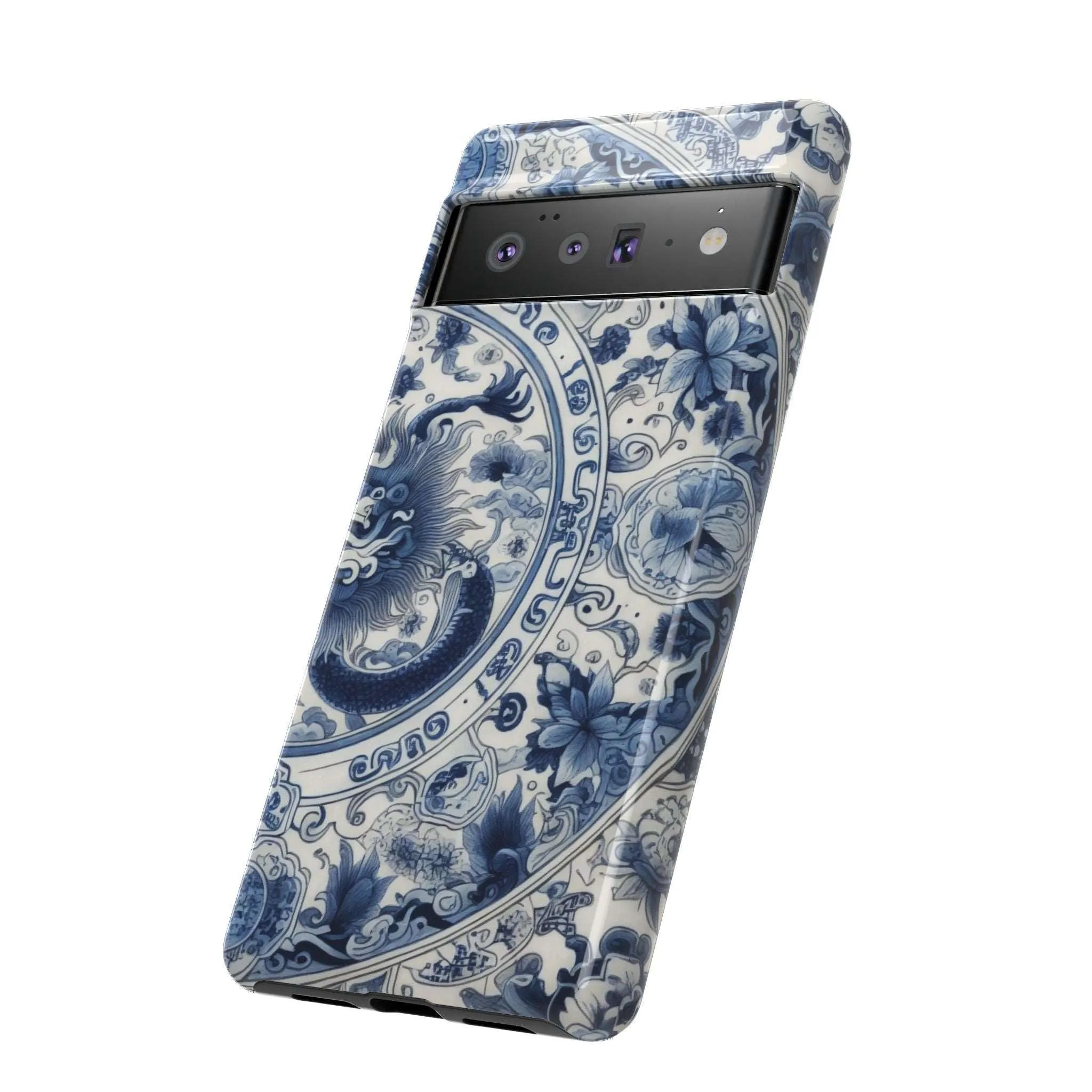 Get Ready to Take Your Cell Phone to the Next Level of Kitsch with this Blue and White Porcelain Look Dragon Case