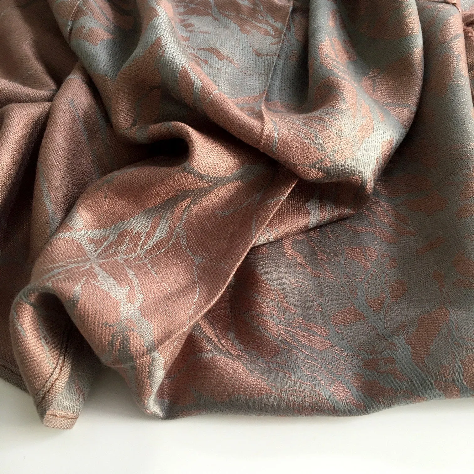 GREY BLUSH REVERSIBLE PASHMINA SHAWL SCARF IN ABSTRACT PRINT