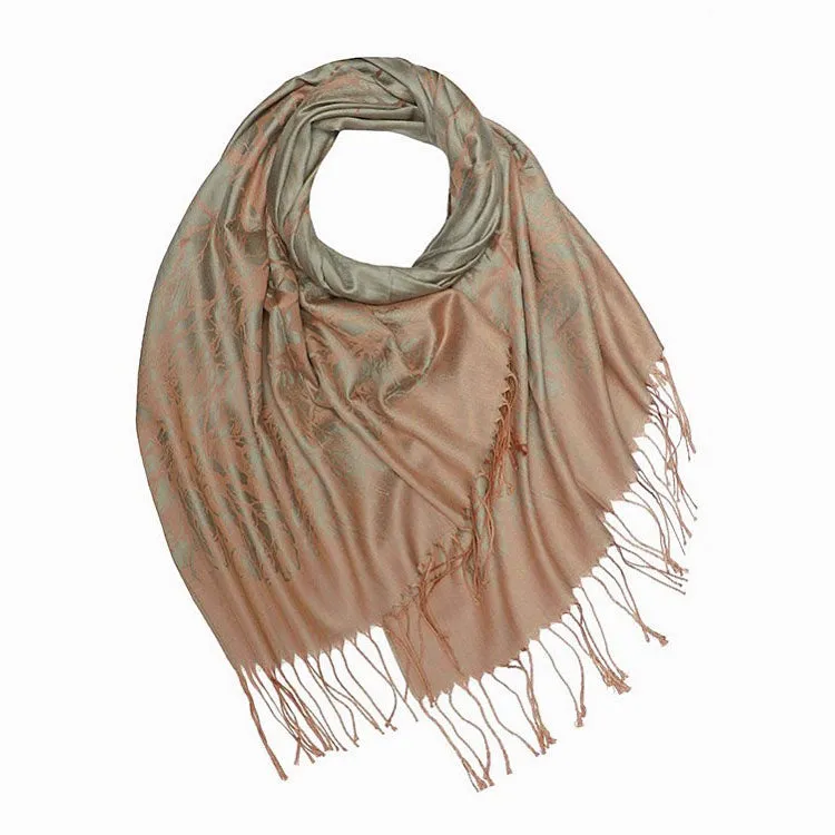 GREY BLUSH REVERSIBLE PASHMINA SHAWL SCARF IN ABSTRACT PRINT