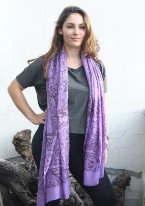 Indian Safari Purple Cotton Scarf