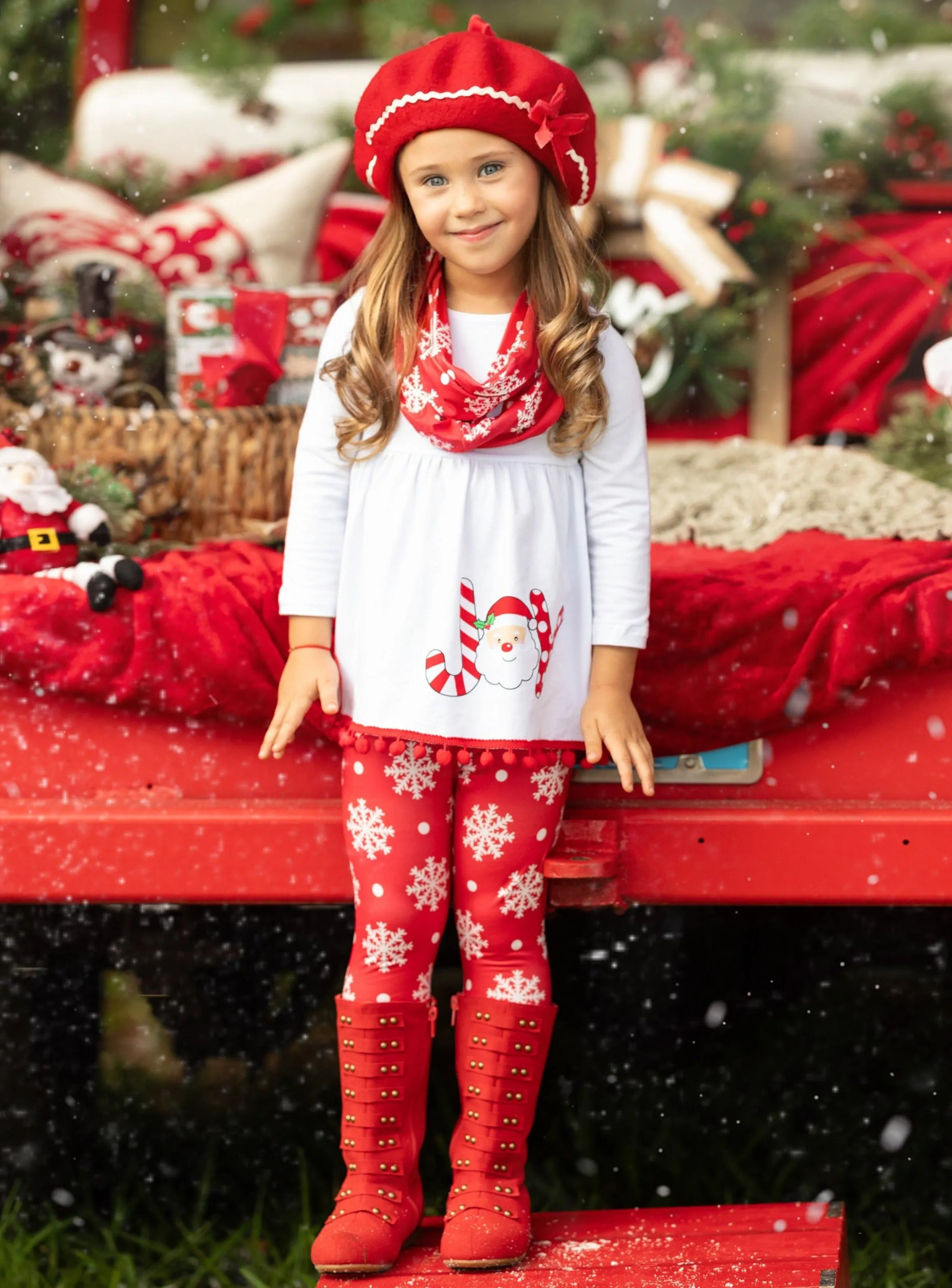 Joyful Days Tunic, Leggings, and Scarf Christmas Set