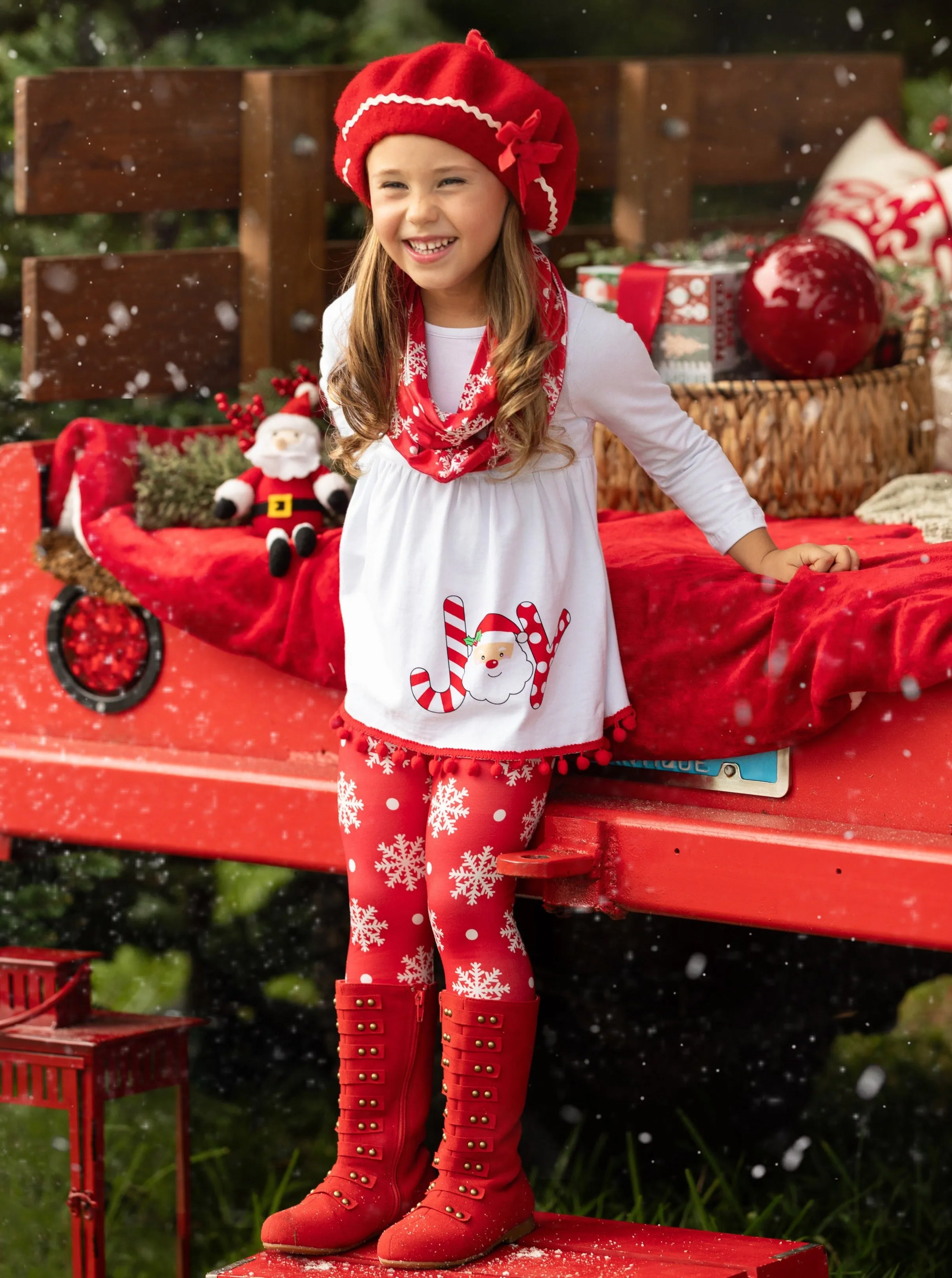 Joyful Days Tunic, Leggings, and Scarf Christmas Set