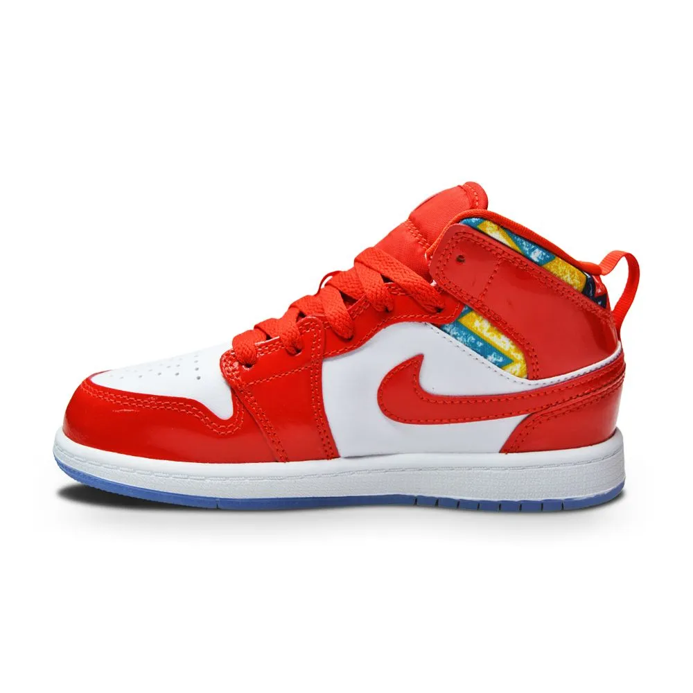 Kids Nike Jordan 1 Mid SE (PS) DC7249 600 Chile Red White Pollen"Barcelona Sweater"