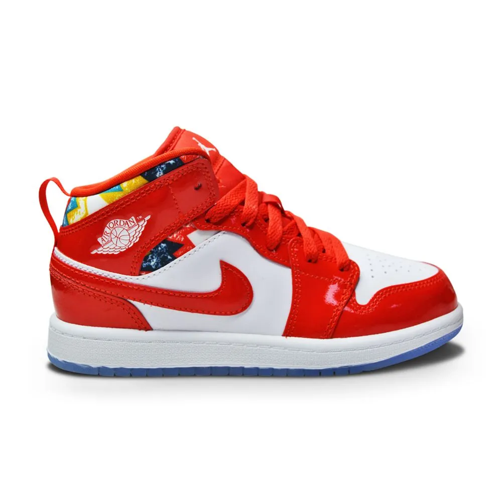 Kids Nike Jordan 1 Mid SE (PS) DC7249 600 Chile Red White Pollen"Barcelona Sweater"