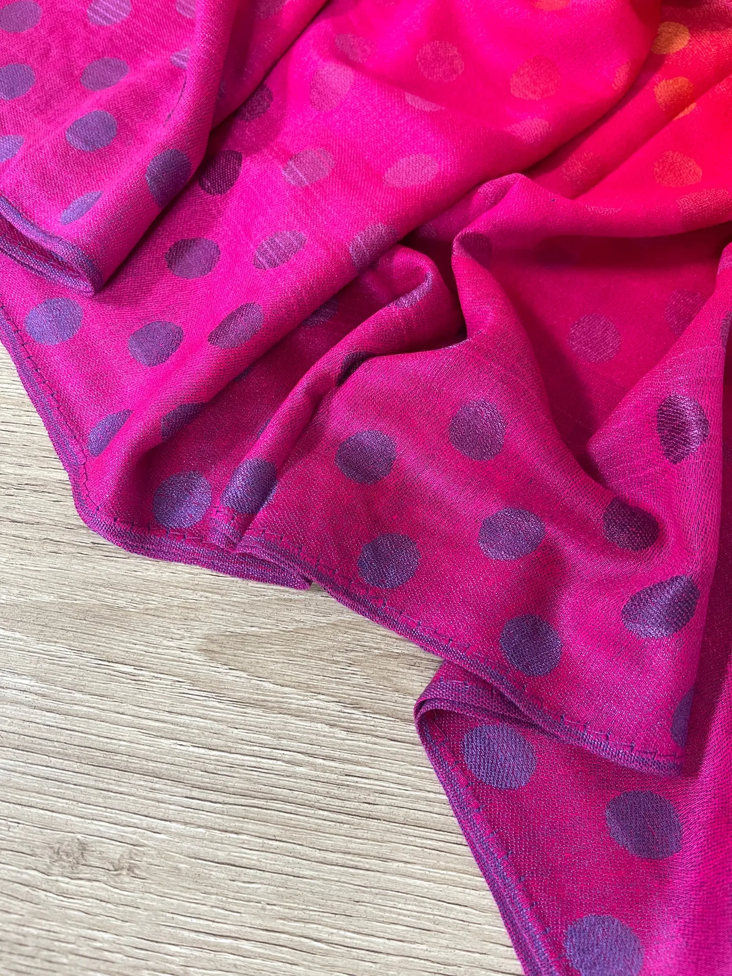 LARGE FUCHSIA PINK MULTI-COLOUR DOT PRINT PASHMINA SHAWL SCARF