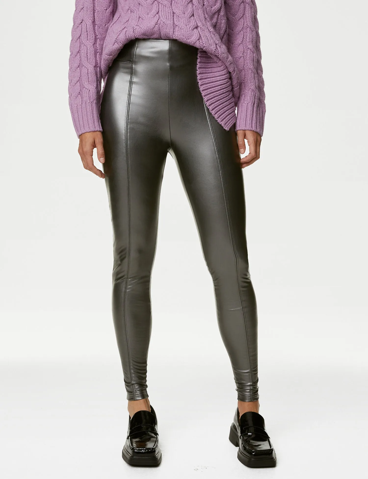 Leather Look High Waisted Leggings