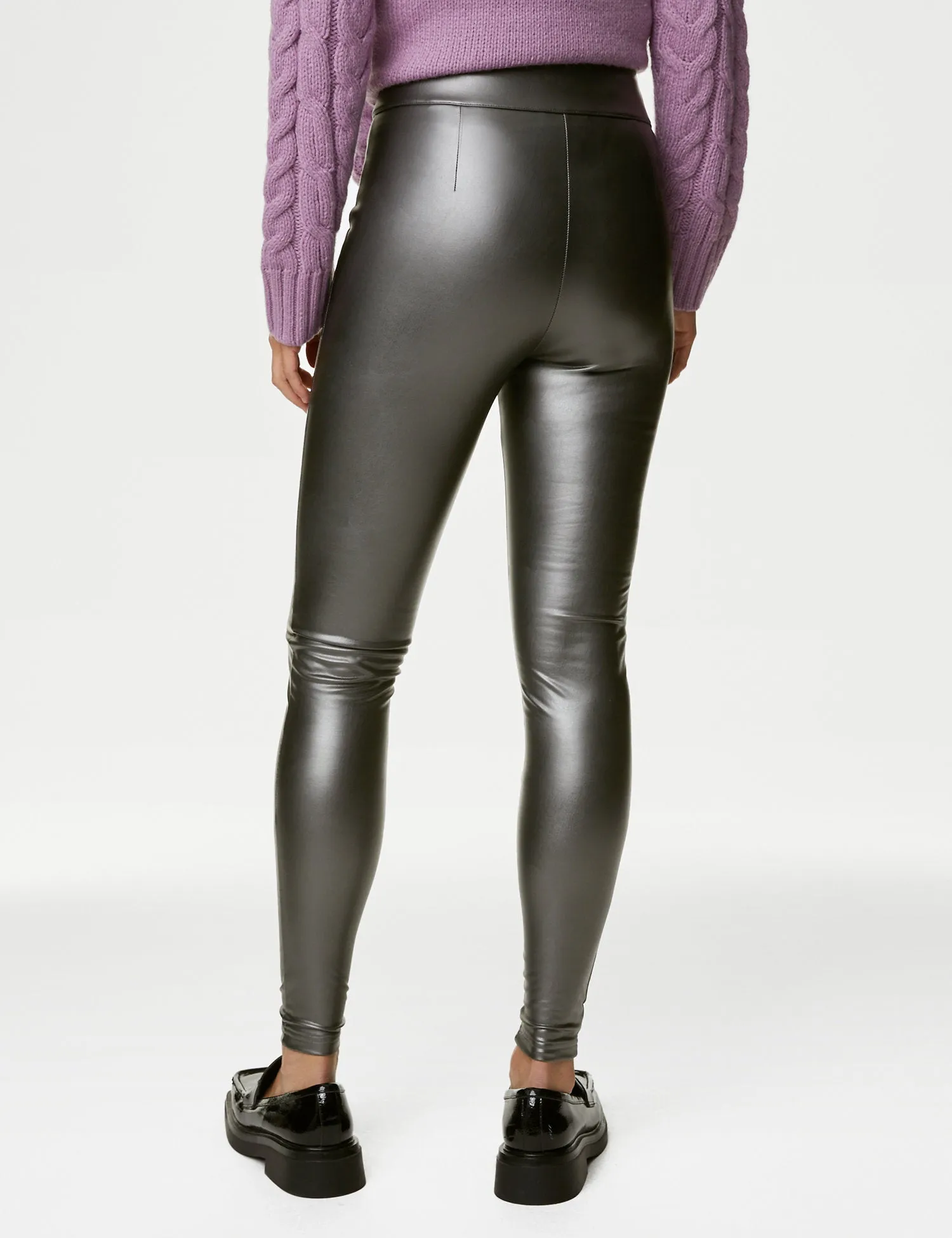 Leather Look High Waisted Leggings