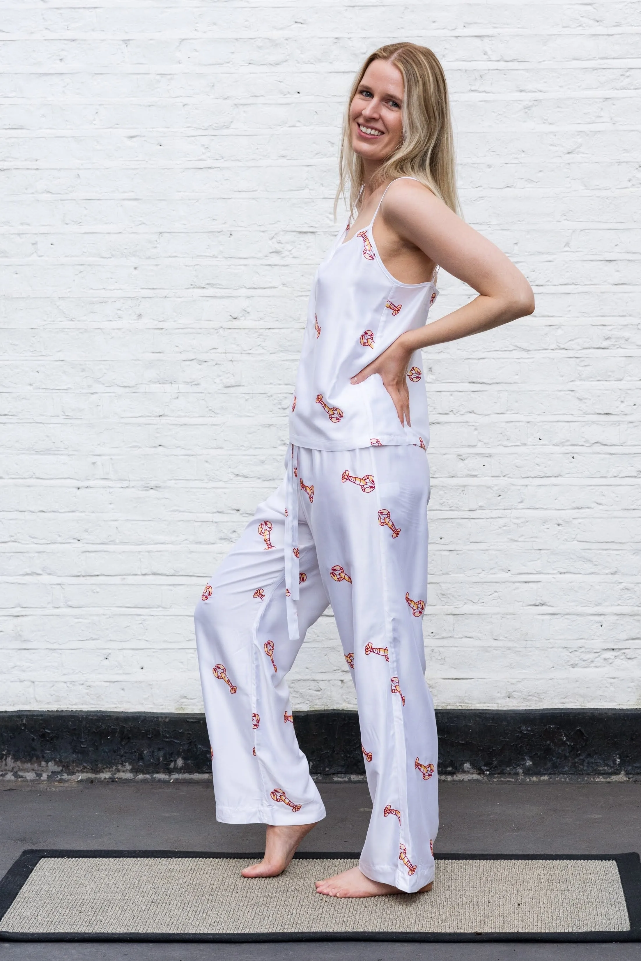 Lobster Edition Bamboo Vegan Silk Pyjama Camisole Set | Long